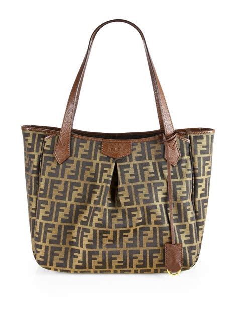 fendi zucca shopping tote bag brown|authentic Fendi zucca handbags.